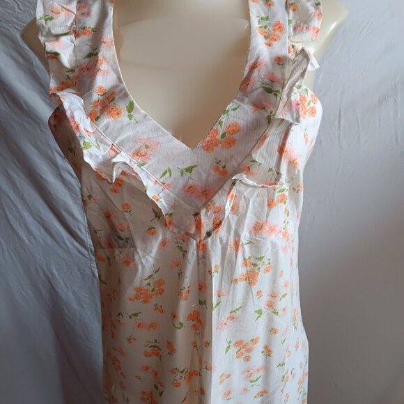sz 8 Vintage 1970s 1of1 Handmade Floral Sleeveless Maxi Dress Ruffled Cross Back - Picture 3 of 6